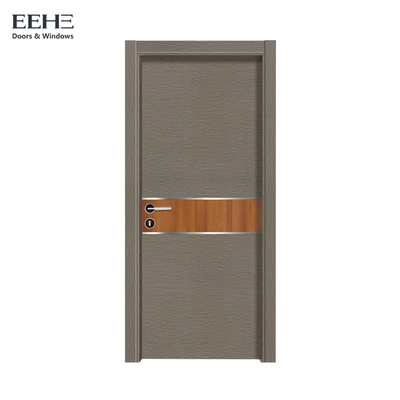 Hand Made Interior Flush Wood Doors / Gray PVC Wood Effect Front Doors